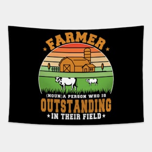 Farmer Definition Funny Farming Farm Tractor Animals Tapestry