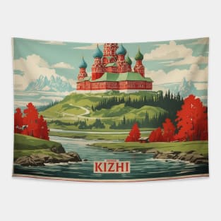 Kizhi Island Russia Vintage Tourism Poster Tapestry