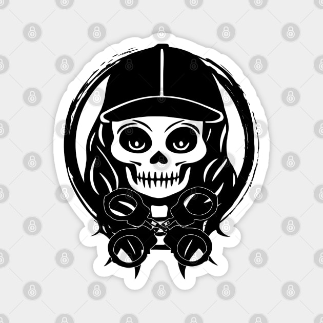 Security Skull and Crossed Handcuffs Black Logo Magnet by Nuletto