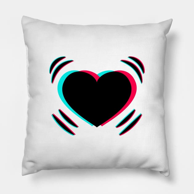 TikTok Beating Heart Black Pillow by ThingyDilly