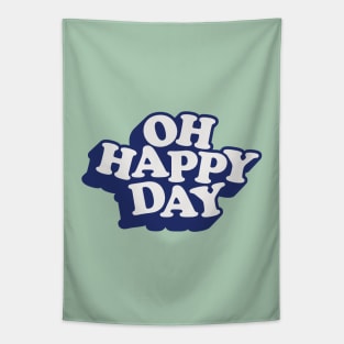 Oh Happy Day in blue white green Tapestry