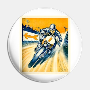 Vintage Motorcycle Racing Illustration Pin