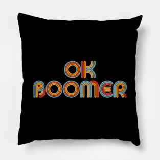 Ok Boomer Retro 1970s Neon Type Pillow