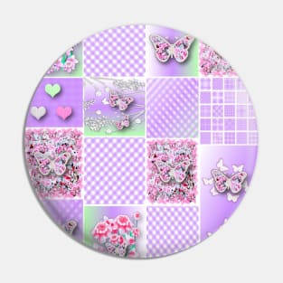 Butterfly and Flower Lovers Patchwork Pattern Pin