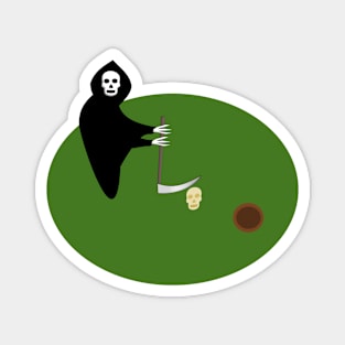 Grim Reaper Playing golf with a Skull Magnet