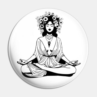 Meditating girl Pin