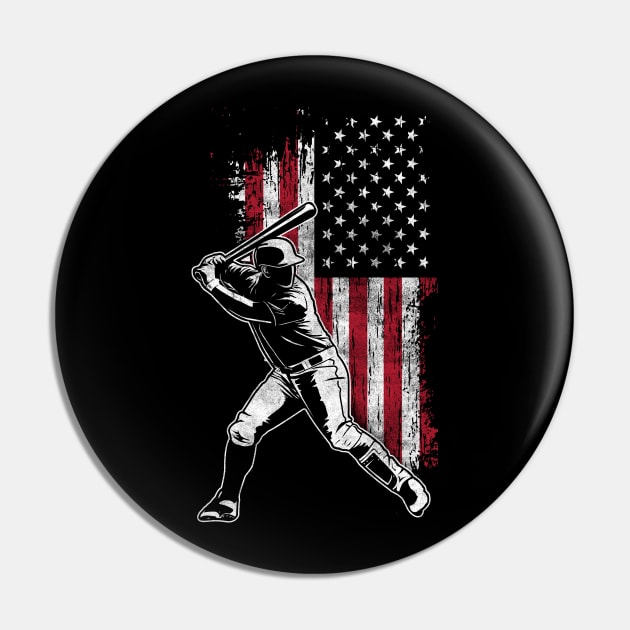 American Flag Baseball Batter Design Pin by TeeShirt_Expressive