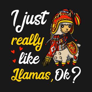 I Just Really Like Llamas Funny Alpaca T-Shirt