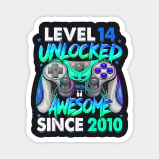 Level 14 Unlocked Awesome Since 2010 14Th Birthday Gaming Magnet