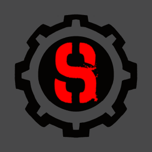 Red Letter S in a Black Industrial Cog T-Shirt