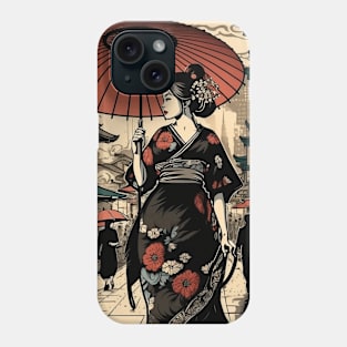 Ukiyo-e Lady: Strolling Through the Market Phone Case