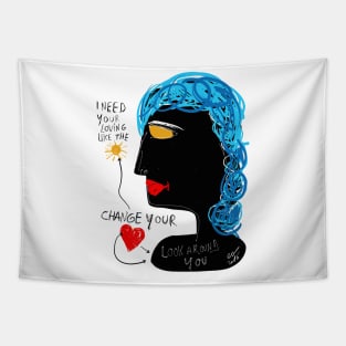 Change your heart graffiti illustration Tapestry