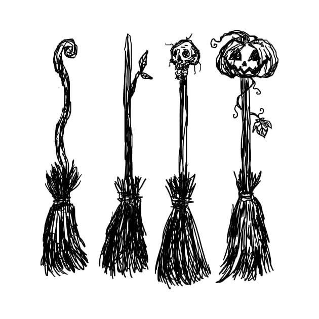 Sketchy Halloween Witchy Broomsticks by saradaboru