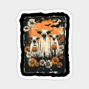 Spooky Halloween Cows with Pumpkins Magnet