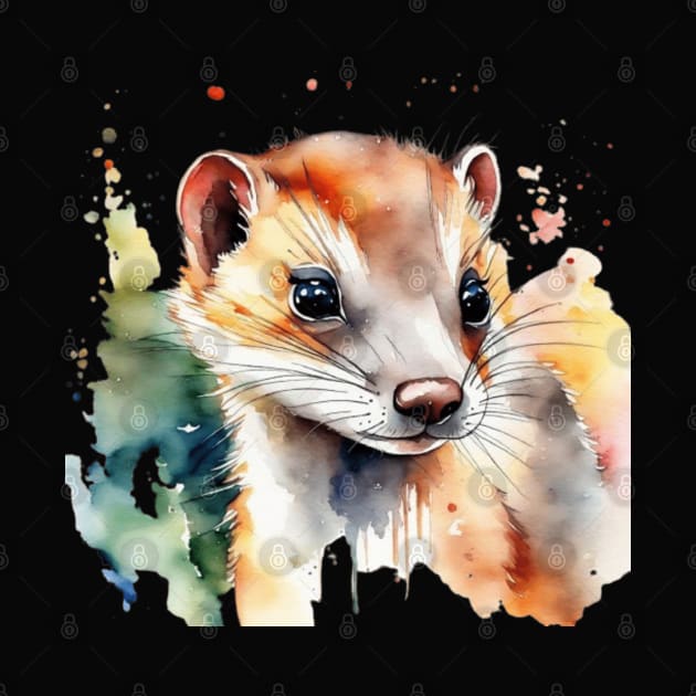 Cute ferret watercolor design tees gift ideas by WeLoveAnimals