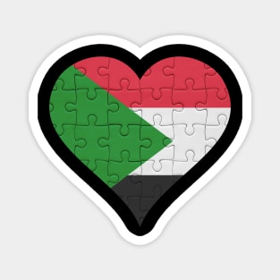 Sudanese Jigsaw Puzzle Heart Design - Gift for Sudanese With Sudan Roots Magnet