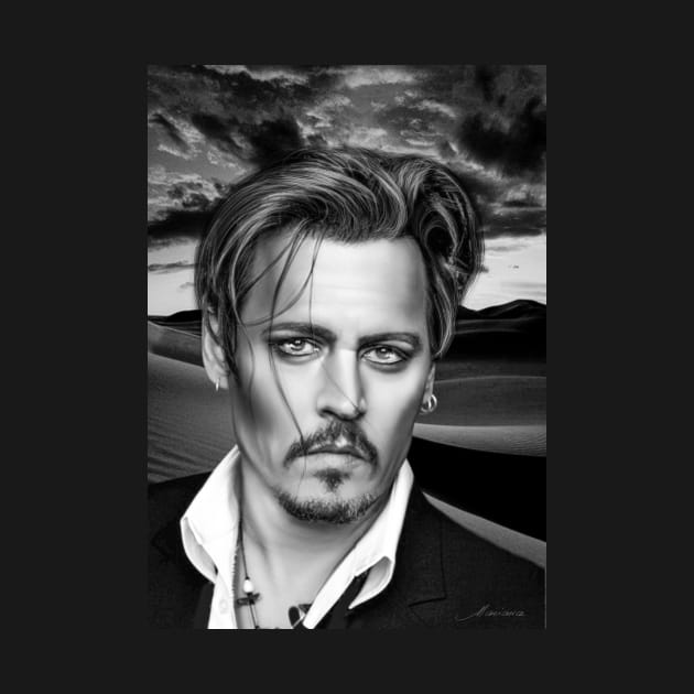 Jonny Portrait Illustration Support Depp Trail Digital Art by Relaxing Art Shop