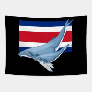 Costa Rican Flag with Humpback Whales Tapestry