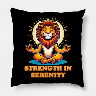 Zen Lion: Strength in Serenity Pose Pillow