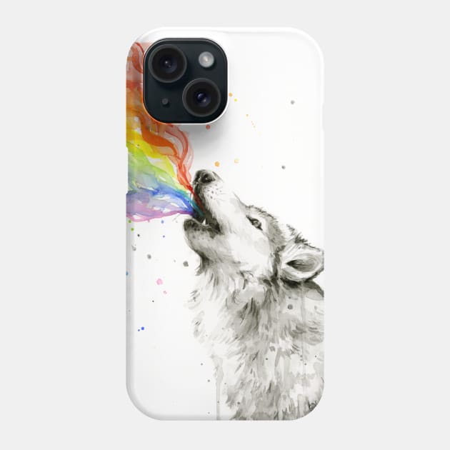 Wolf Howling Rainbow Phone Case by Olechka