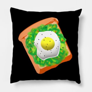 Avocado Toast with Egg (Black Background) Pillow