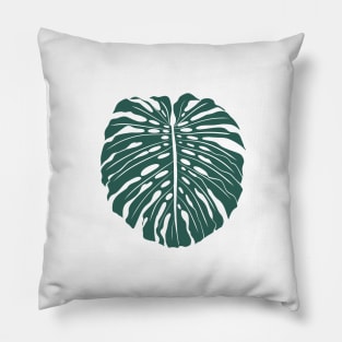 Dark  Green Monstera Leaf Pillow