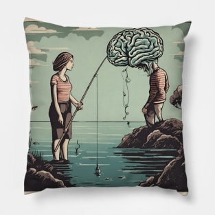 fishing in the brain Pillow