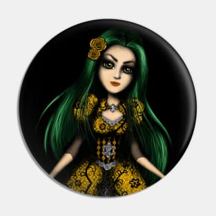 Fantasy Green and Yellow Girl Pin