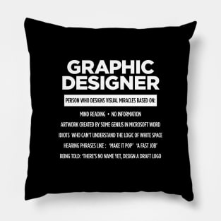 Graphic Designer Pet Peeves - white text. Pillow