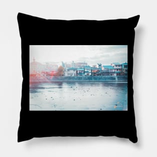 Sunset on Japanese River Pillow