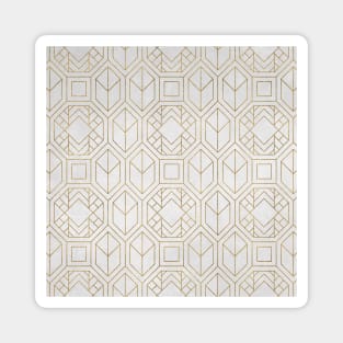 Elegant White and Gold Geo Pattern Magnet