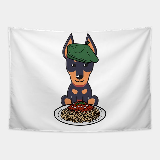 Dog eating Spaghetti - alsatian Tapestry by Pet Station