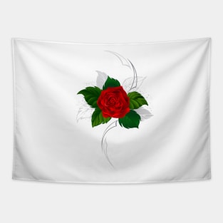 Blooming red rose ( Tattoo style ) Tapestry