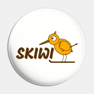 Skiwi funny kiwi New Zealand bird cartoon Pin