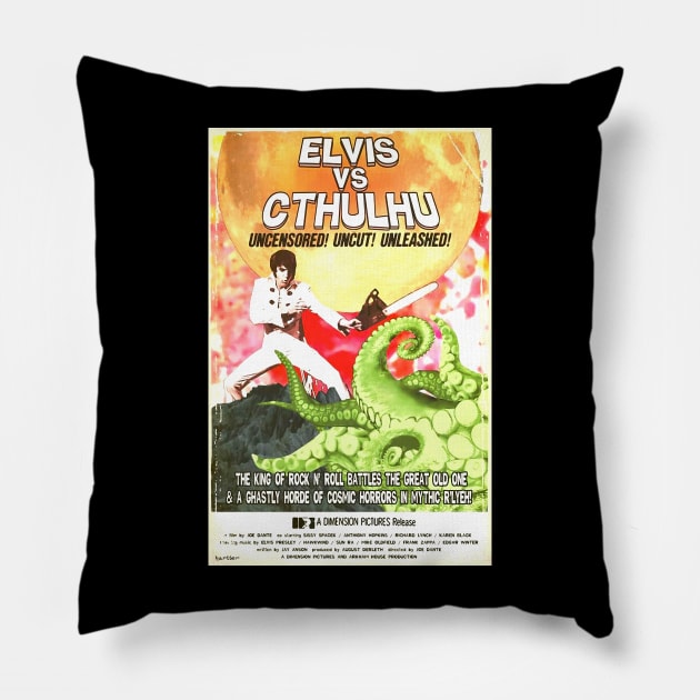 Elvis battles the great old one Pillow by teeteet