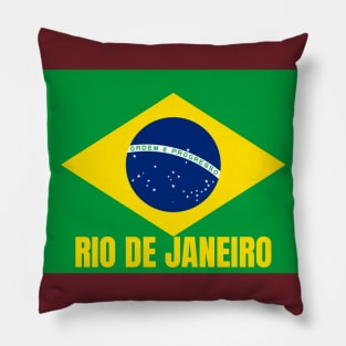 Rio de Janeiro City in Brazilian Flag Pillow