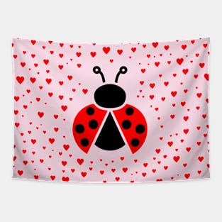 Ladybug with heart shapes texture Tapestry