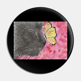 black cat face butterfly Pin