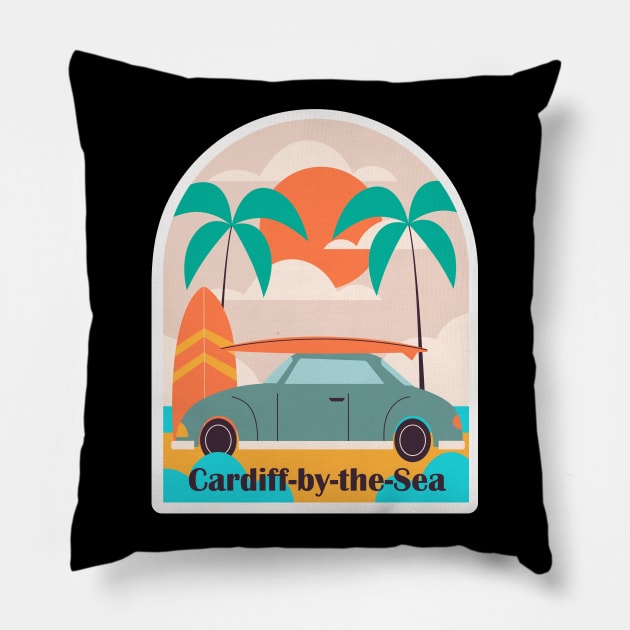 Cardiff-by-the-Sea, California Pillow by MtWoodson