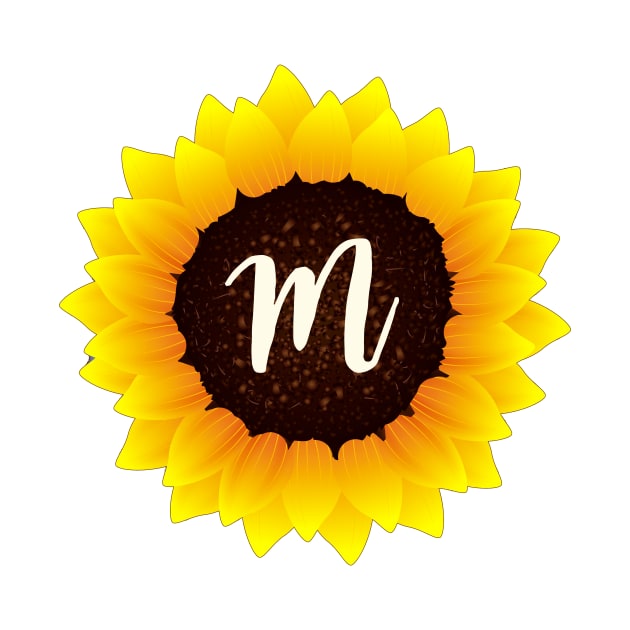 Floral Monogram M Bright Yellow Sunflower by floralmonogram