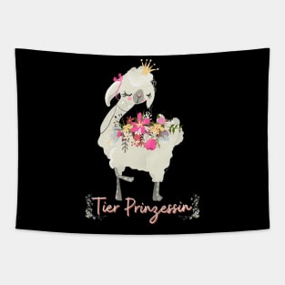 Alpaka Tier Prinzessin Blumen Süß.png Tapestry