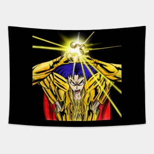 saga the gemini saint ecopop gold armored knight art Tapestry