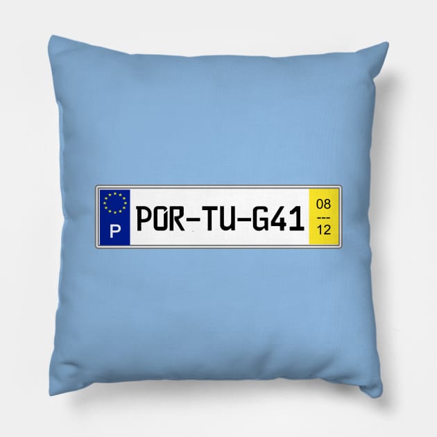 Portugal car license plate Pillow by Travellers