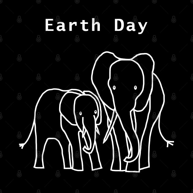 White Line Earth Day Elephants by ellenhenryart