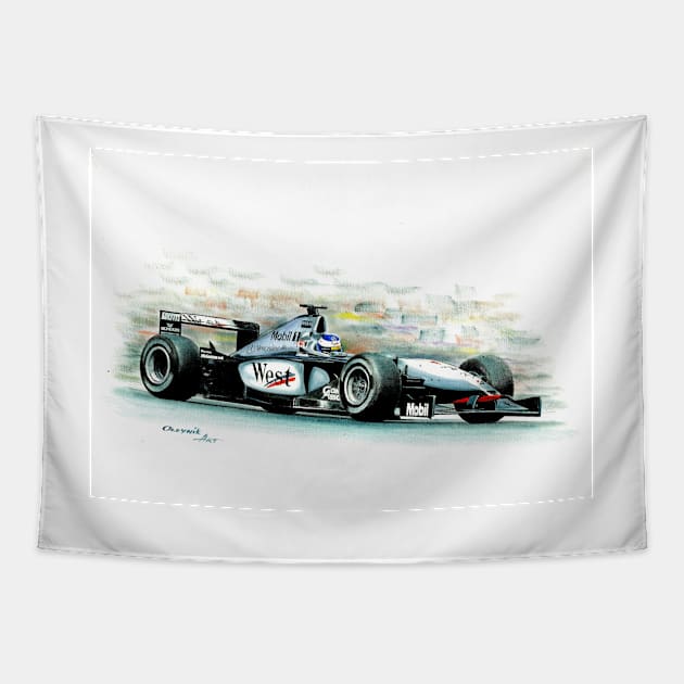 Mika Hakkinen. Mclaren Mercedes MP4/14. WC 1999 Tapestry by oleynik