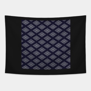 Traditional Japanese Geometric Floral Nadeshiko (Carnation) Hishi Diamond Pattern in Navy Indigo Tapestry