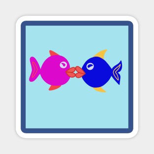 Illustrated kissing fish Magnet