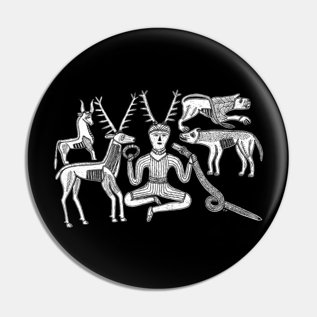 God Cernunnos and Animals from the Gundestrup Cauldron Pin by LaForma