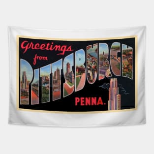 Greetings from Pittsburgh, Penna. - Vintage Large Letter Postcard Tapestry