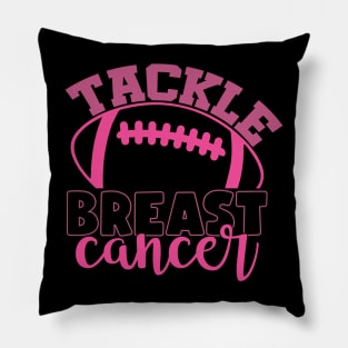 Tackle Breast Cancer Football Sport Awareness Support Pink Ribbon Pillow